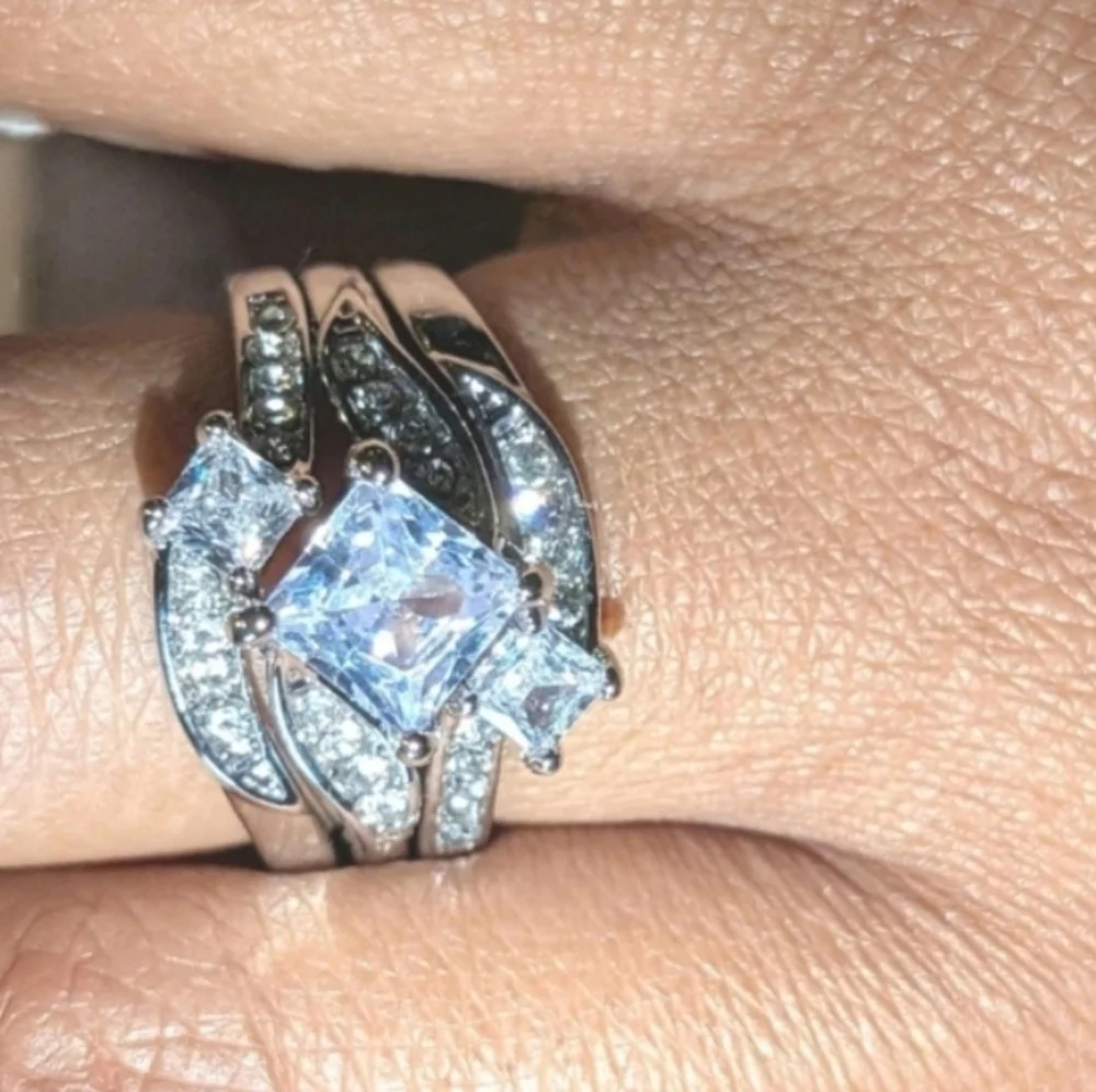 Womens 4ct Intricate Detailed Lab Created Diamond Engagement Ring Set Sz7